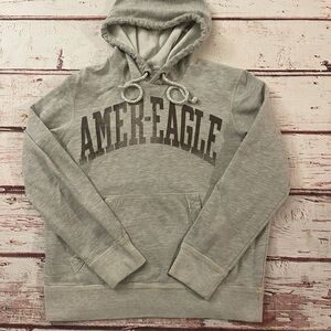 American‎ Eagle Athletic Fit Hoodie Gray Size Small 90s Grunge Preppy Y2K
